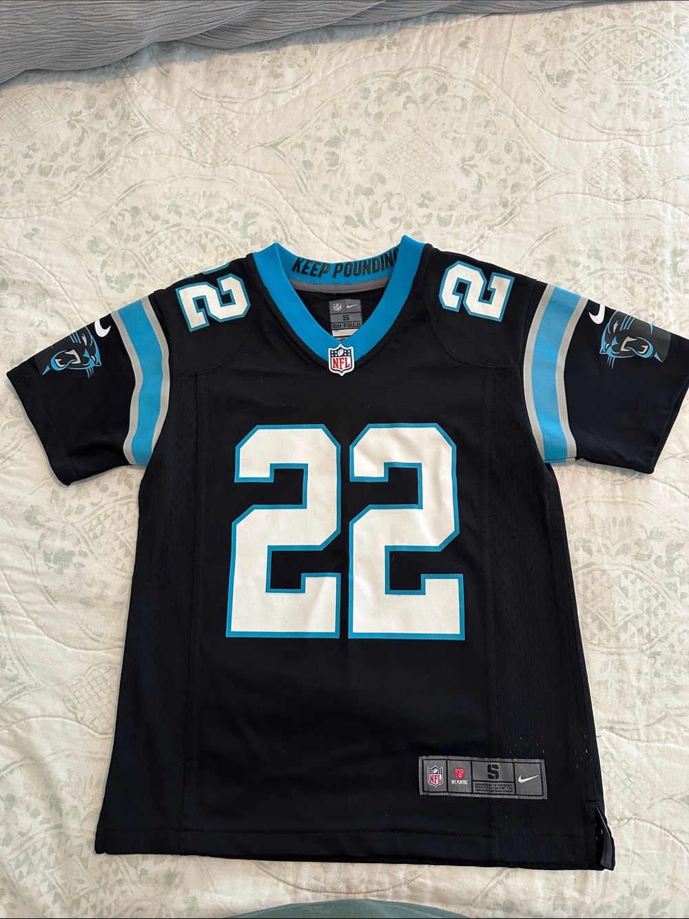 Nike Kids Black & Blue Carolina Panthers #22 Jersey